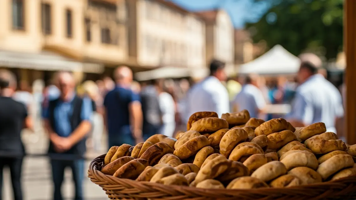 Imatge de rotllets d'anís i mistela repartits en una parada municipal durant la Romeria de la Santa Faç.