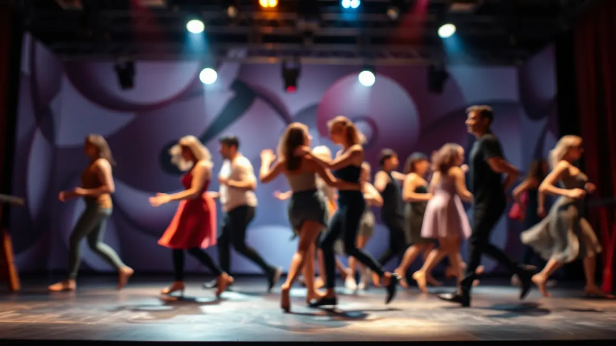 Imatge genèrica d'una actuació de dansa contemporània amb llums dinàmiques.