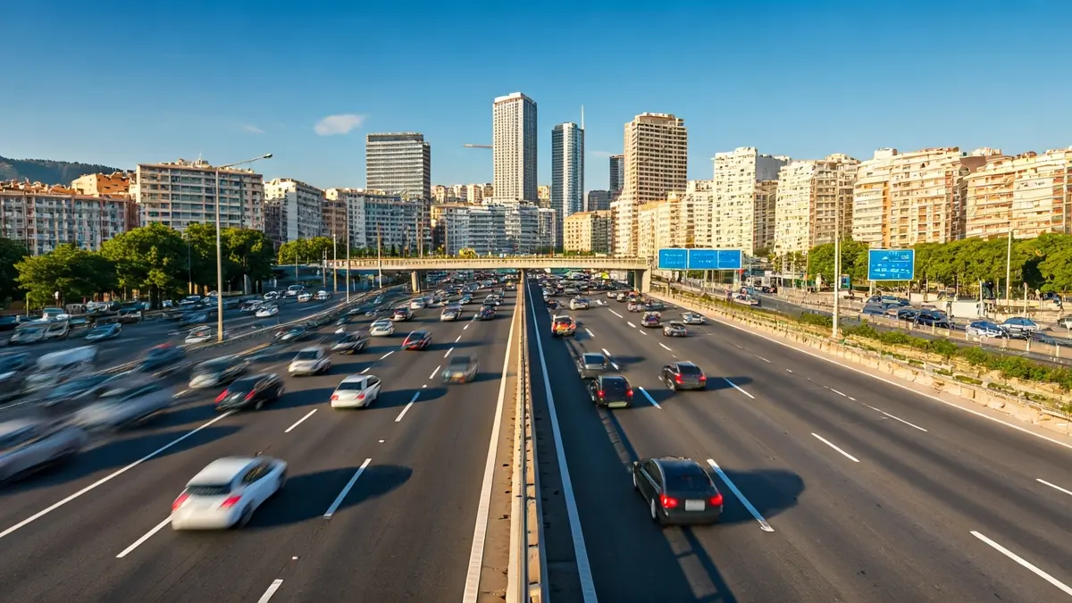 Generic image of a highway with heavy traffic during rush hour.