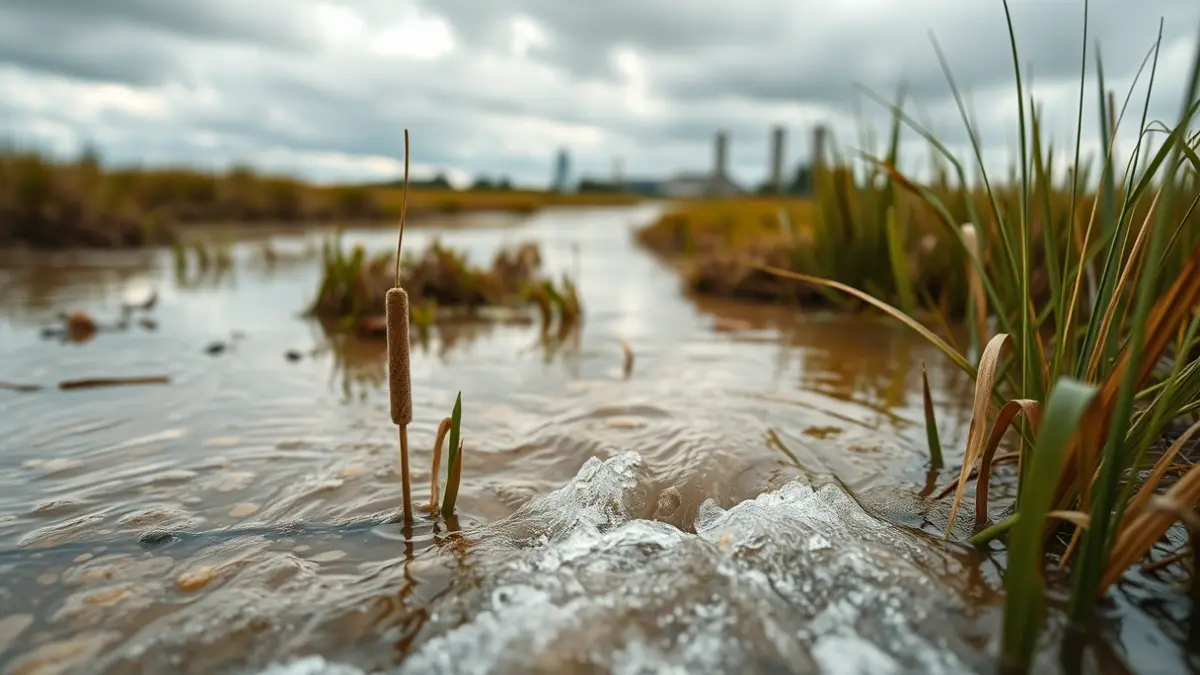 Generic image of wastewater flowing into a natural wetland.