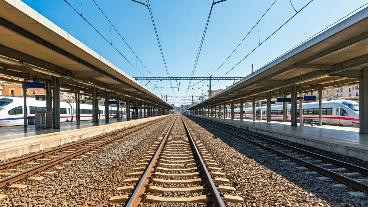 Imatge de les vies i andanes de l'Estació d'Alacant Término en obres d'ampliació.