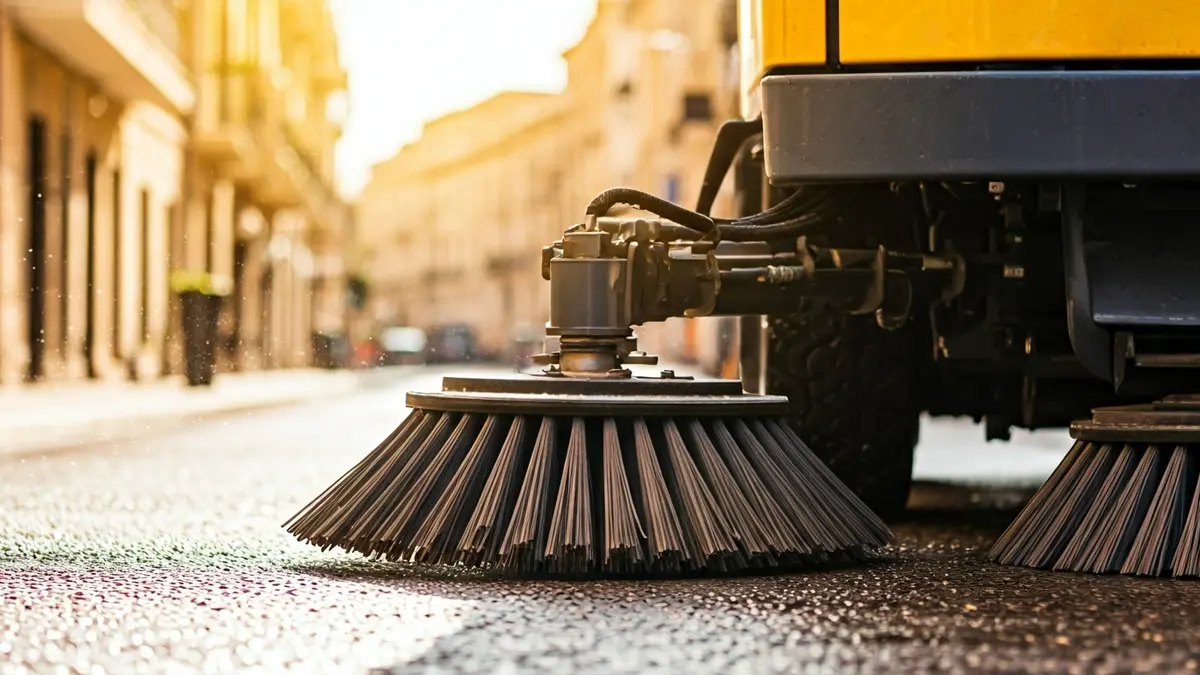 Imatge genèrica d'una màquina escombradora netejant un carrer.