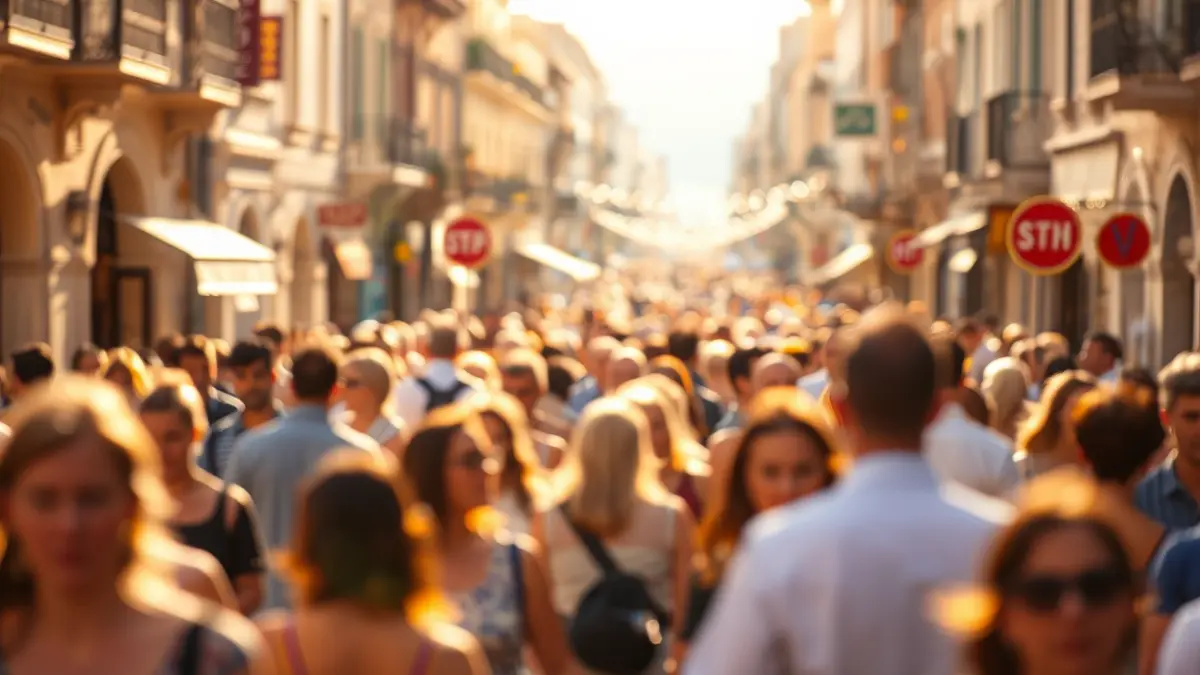 Imatge genèrica de gent en un carrer durant una celebració festiva en una ciutat mediterrània.