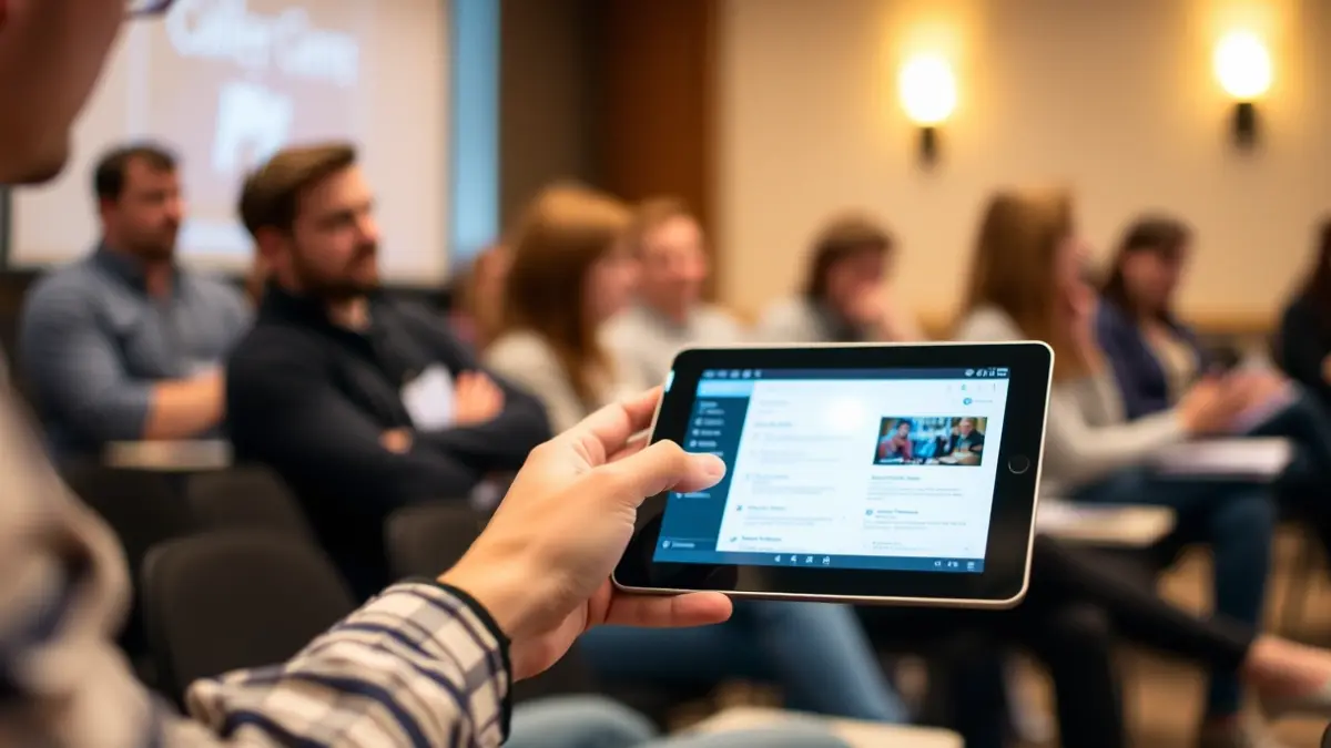 Imatge genèrica de persones participant en un taller formatiu amb tauletes.
