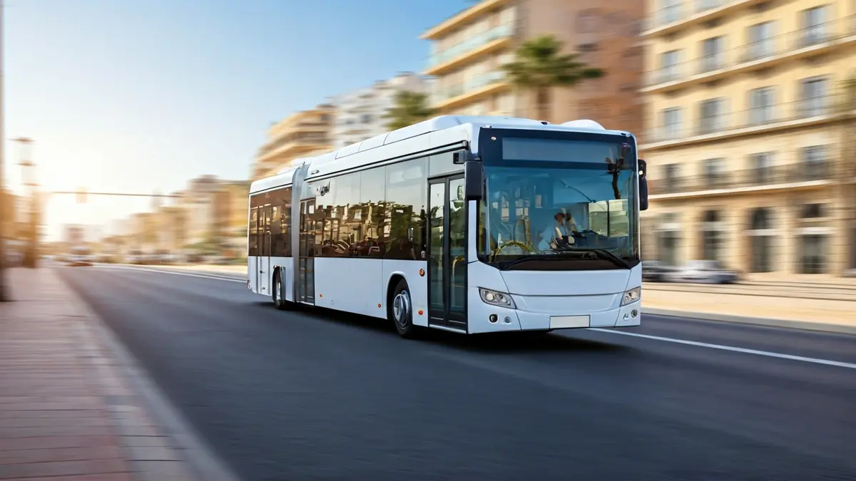 Imatge genèrica d'un autobús llançadora en una avinguda de ciutat mediterrània.