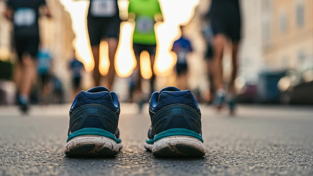 Generic image of running shoes at a charity race.