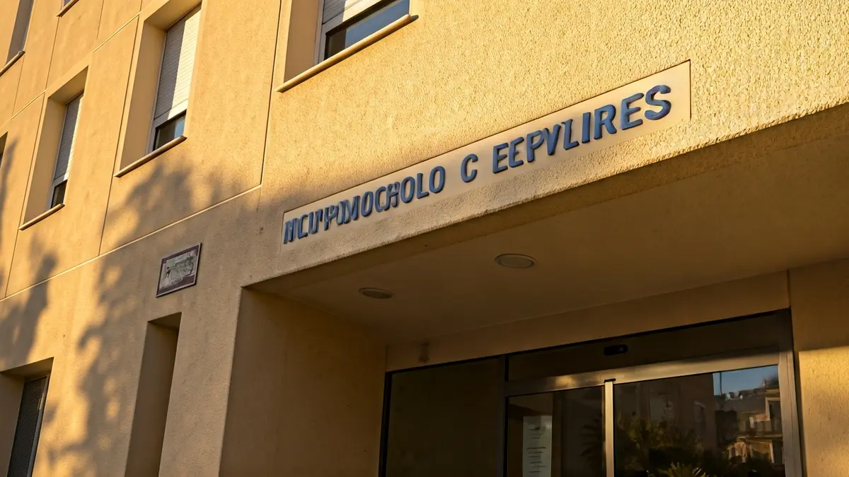Image of a municipal building with a public services sign.