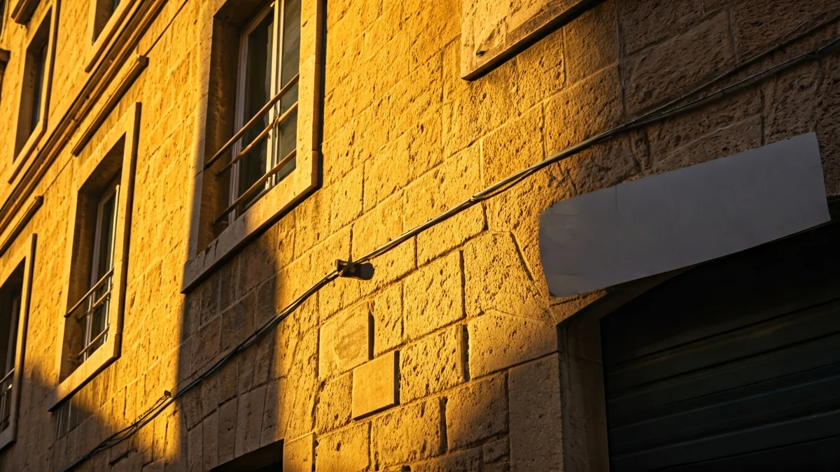 Imatge d'una antiga façana industrial amb una placa informativa moderna.