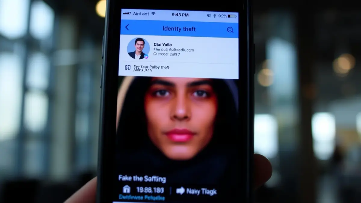 Imagen genérica de un perfil falso en redes sociales, con un teléfono móvil en primer plano.