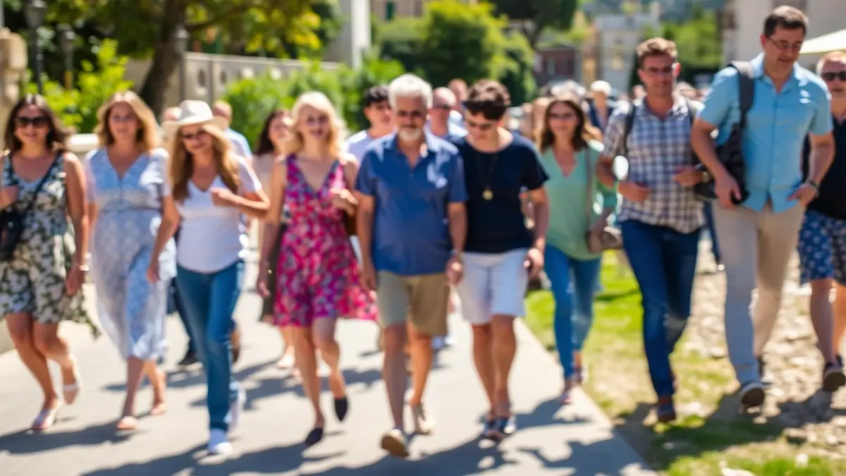 Imatge genèrica de persones caminant en una activitat solidària.