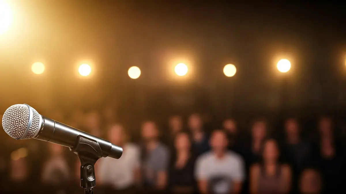Imatge genèrica d'un micròfon en un escenari, representant un espectacle de monòlegs.
