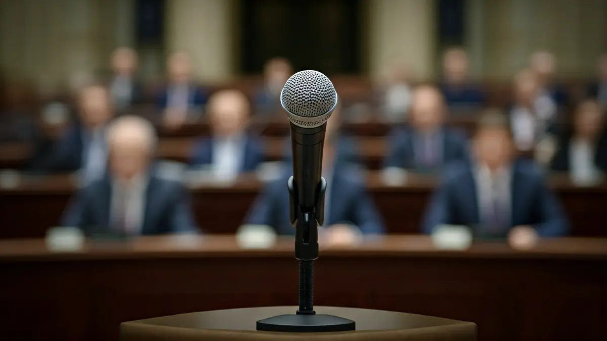 Imagen genérica de un micrófono en un atril, simbolizando una declaración política o una rueda de prensa.