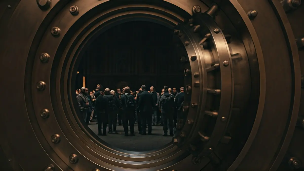 Imatge d'una caixa forta de banc oberta, suggerint un robatori.