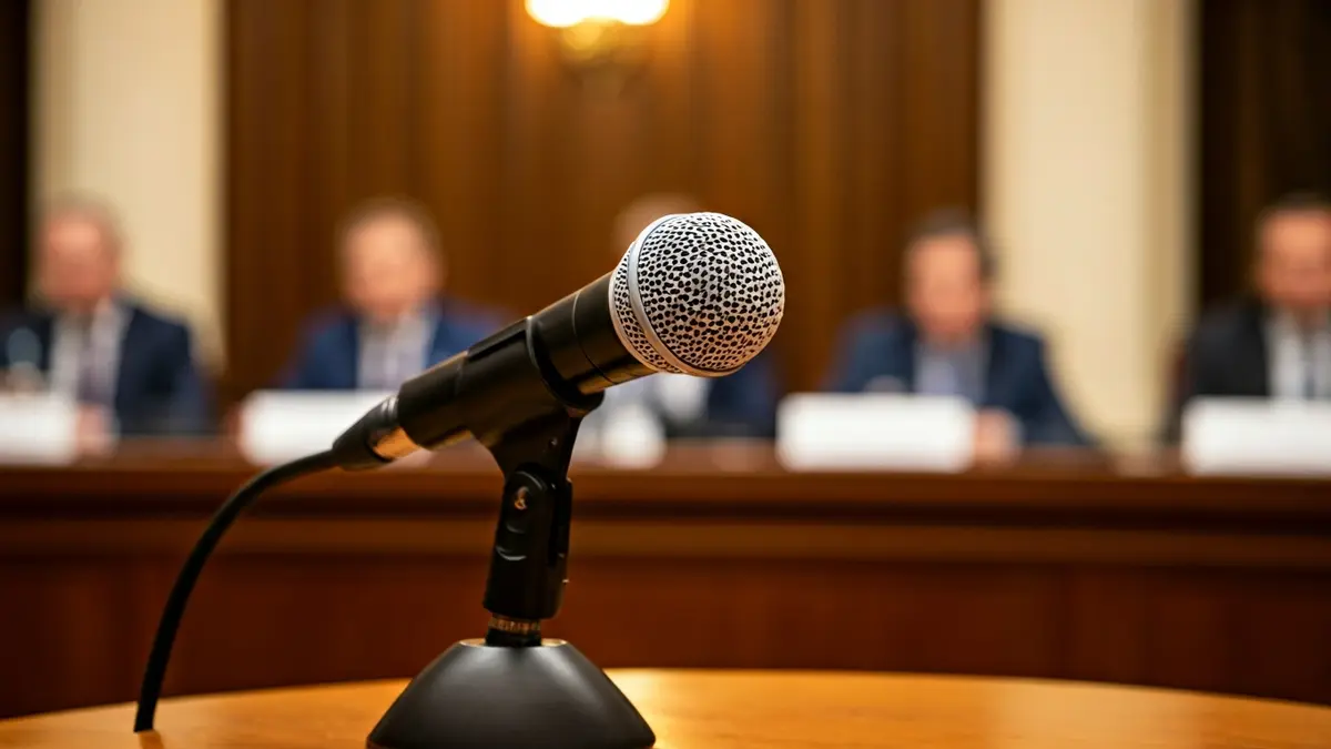 Imagen genérica de un micrófono en un podio, simbolizando una reunión o declaración política.