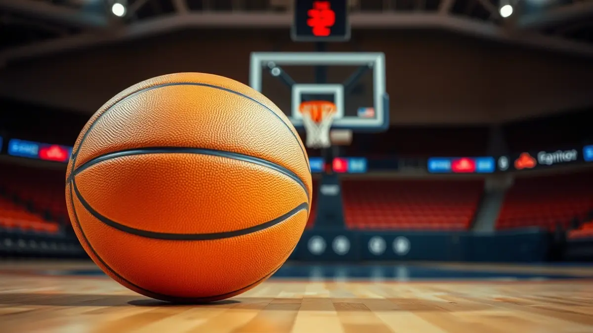 Imatge genèrica d'una pilota de bàsquet en una pista.