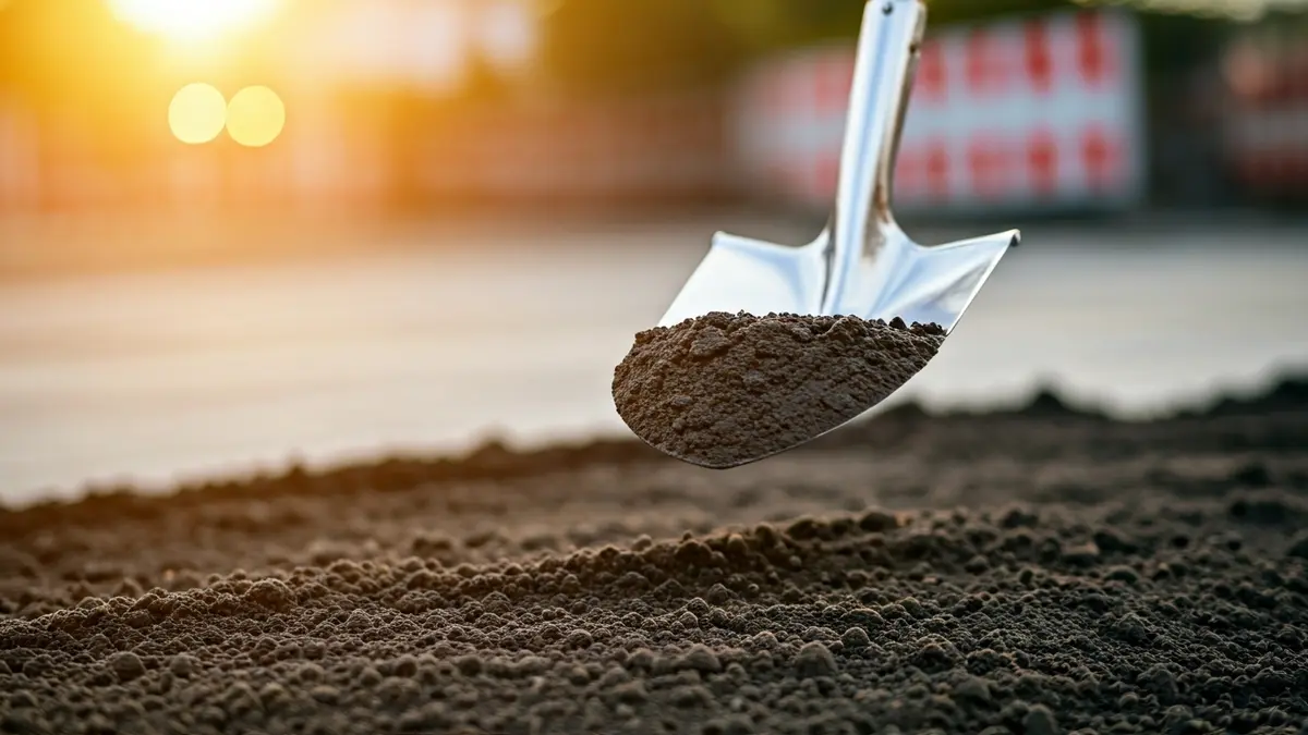Imatge d'una primera pedra simbòlica en una obra de construcció.