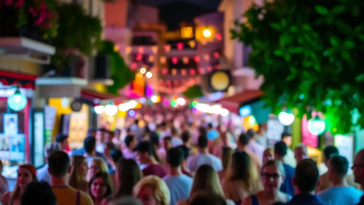 Imatge genèrica d'una festa popular amb gent i llums de colors.