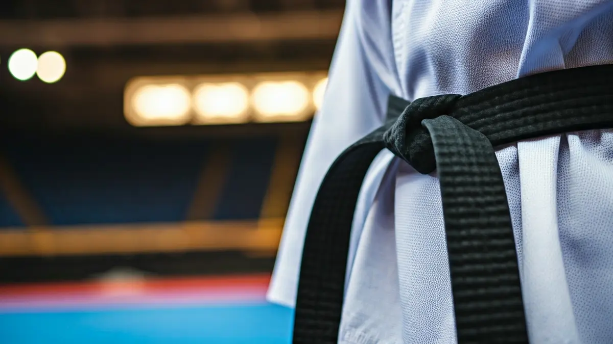 Generic image of a taekwondo belt on a white uniform.