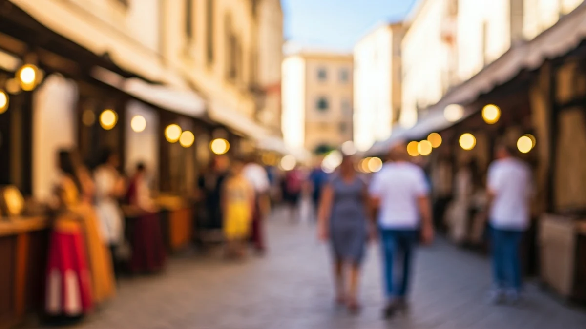 Imatge d'una fira renaixentista en un poble històric.