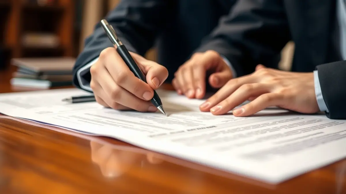 Imagen genérica de manos firmando un documento, representando acuerdos oficiales y programas de empleo.