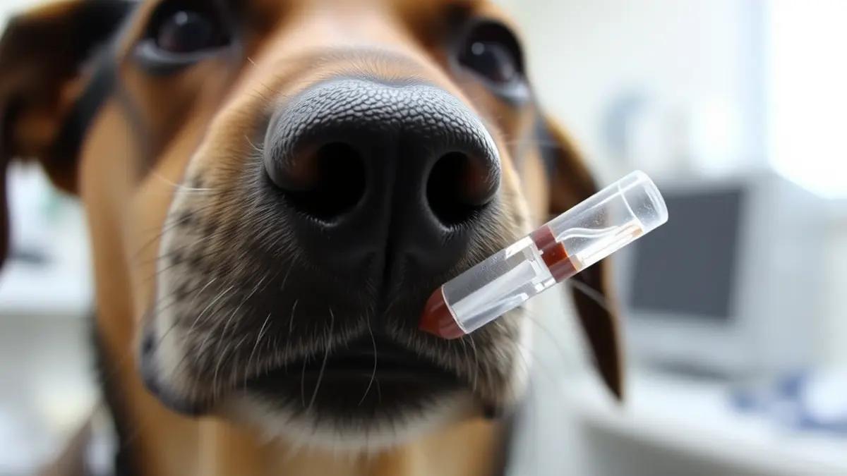 Generic image of a dog having a saliva sample taken for DNA analysis.