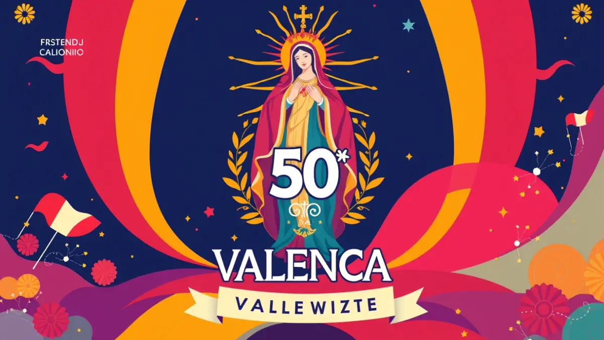 Imatge d'un cartell de festes amb elements tradicionals valencians i referències a la Mare de Déu de la Misericòrdia.