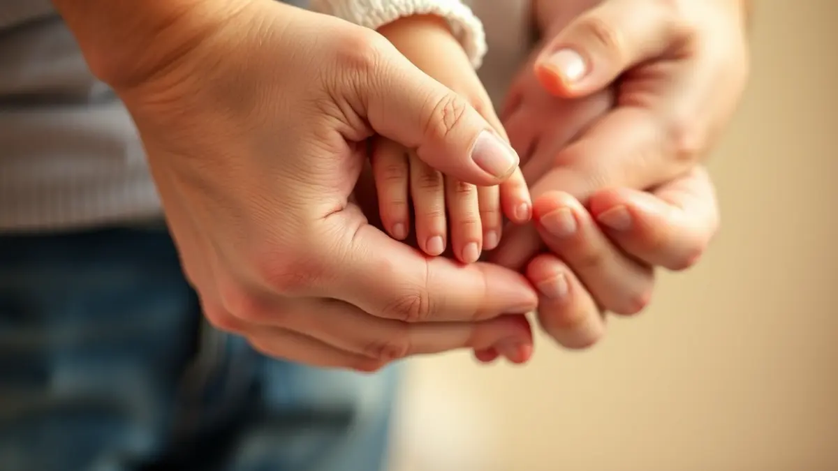Imatge genèrica de mans d'adult i infant agafades, simbolitzant suport i benestar infantil.