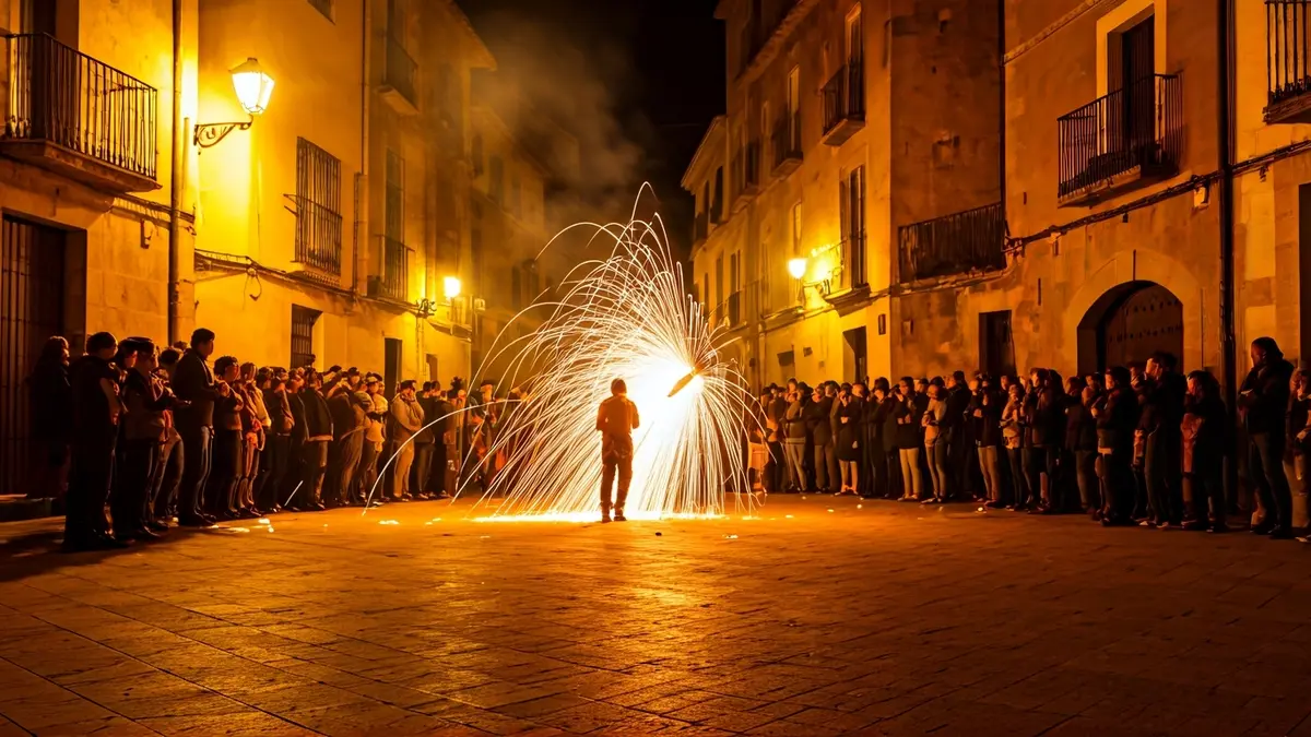 Imatge genèrica d'un correfoc en una plaça mediterrània
