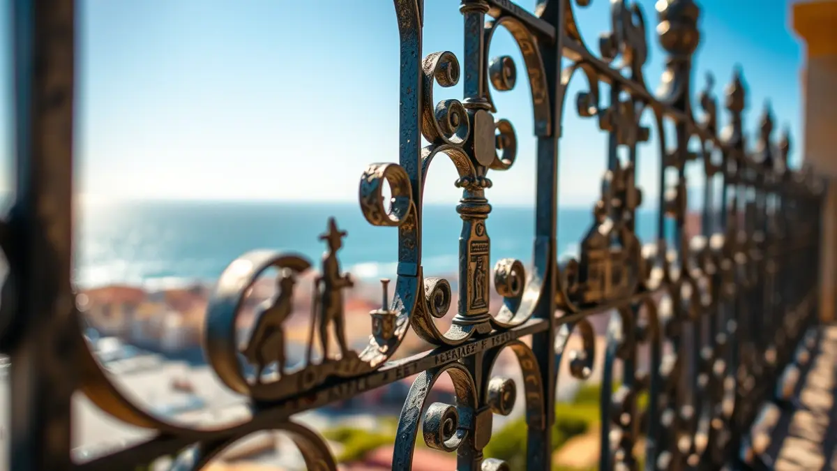 Artistic galvanized iron railing with motifs of Calp's festivities and landscapes.