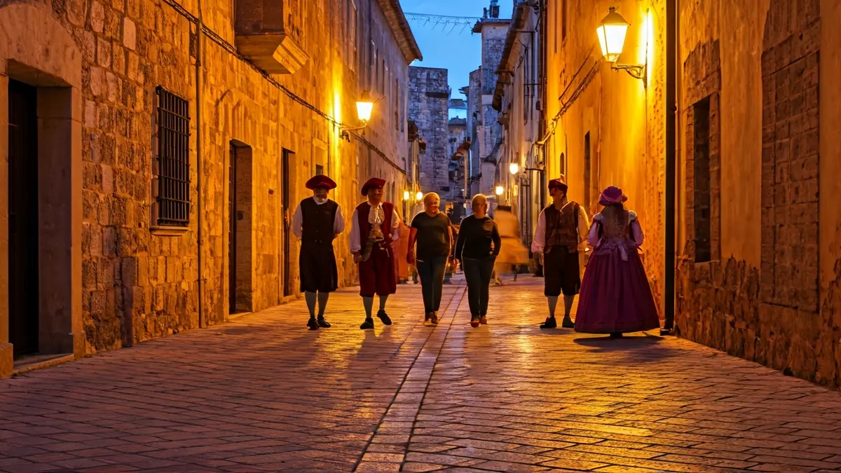 Image of a theatrical route in a Mediterranean old town.