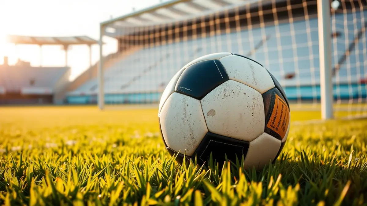 Imatge genèrica d'una pilota de futbol en la gespa d'un estadi.