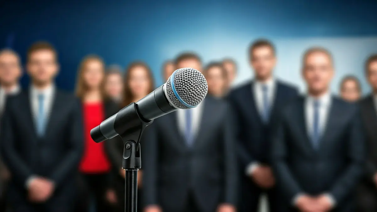 Imagen genérica de un micrófono en un atril durante una rueda de prensa, simbolizando declaraciones políticas.
