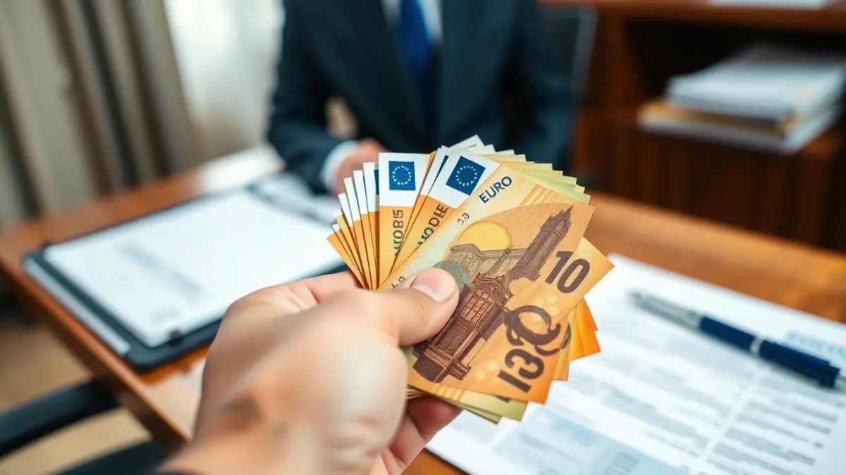 Generic image of money and documents, symbolizing economic aid.