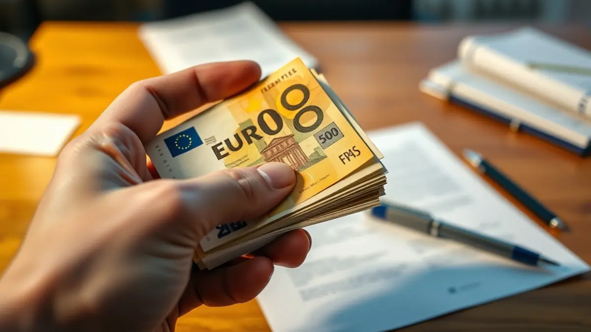 Generic image of money and documents, symbolizing financial aid.