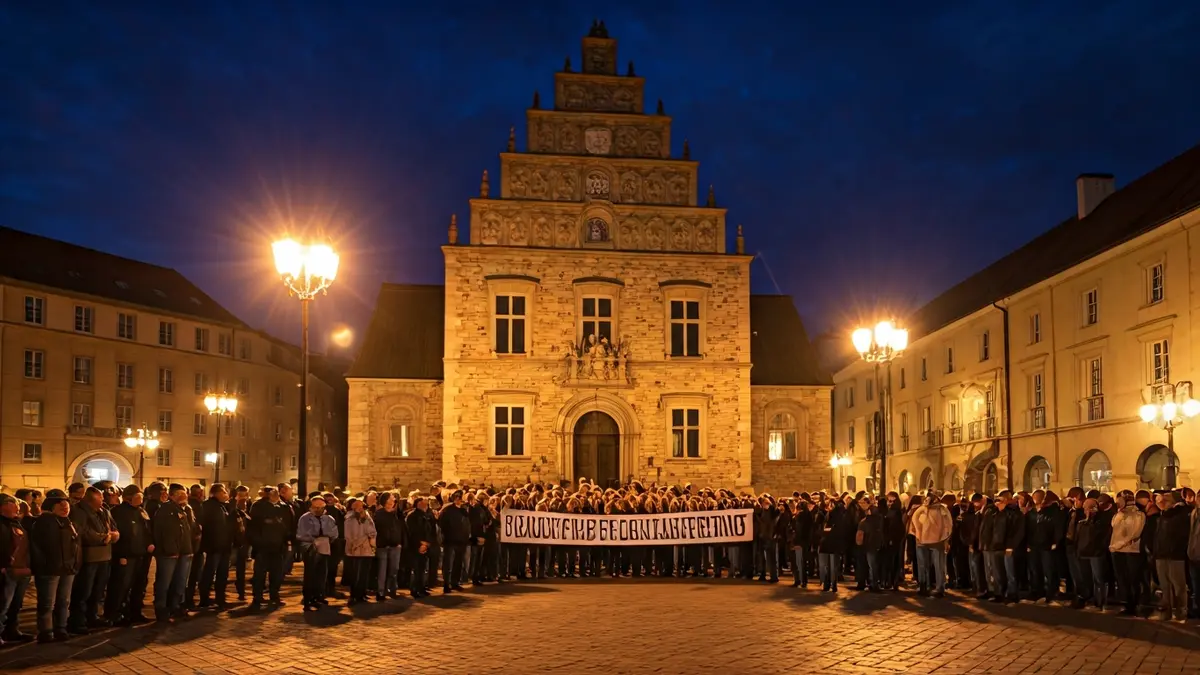 Imagen de una concentración de personas frente al ayuntamiento de Burjassot en memoria de Guillem Agulló.