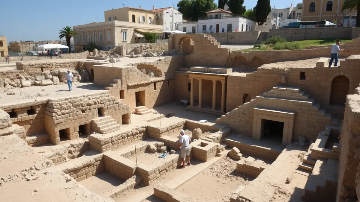 Imatge d'unes excavacions arqueològiques amb restes de murs antics.