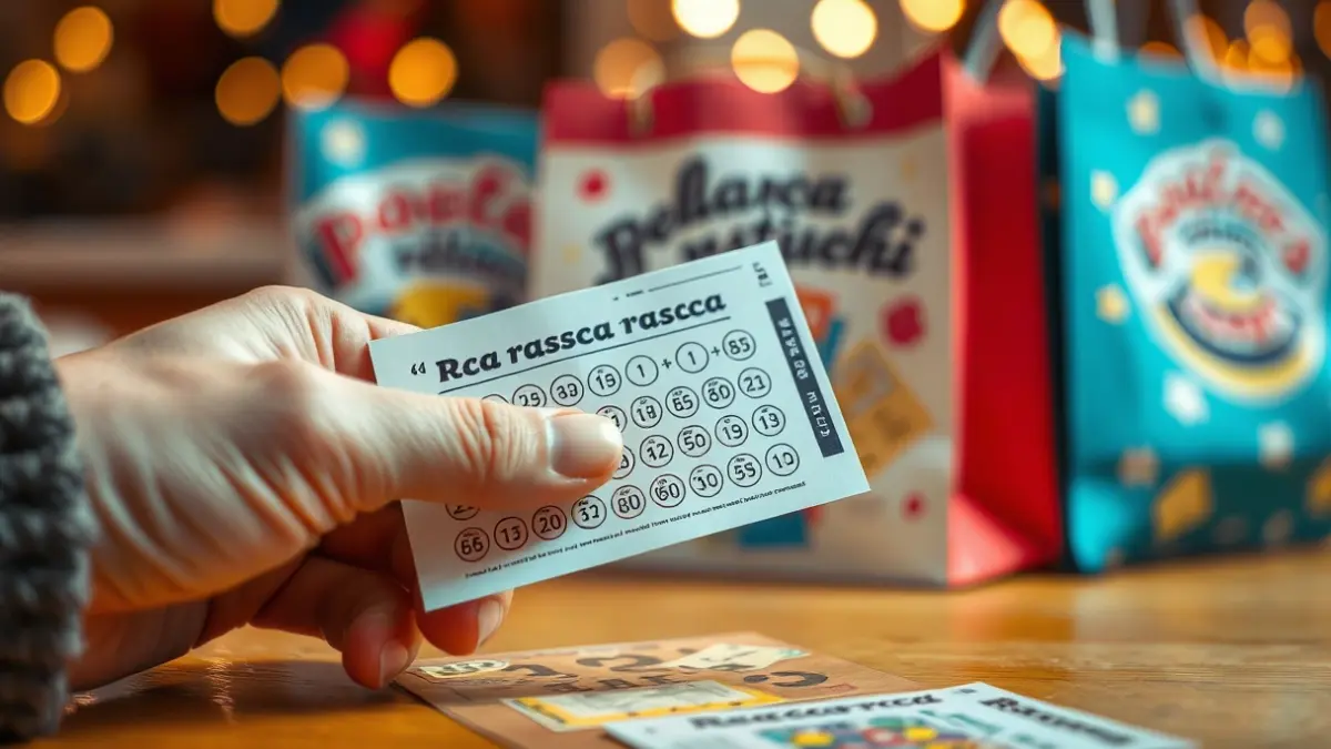 Imagen genérica de una mano rascando un boleto de 'rasca-rasca' con entradas de festival desenfocadas al fondo.