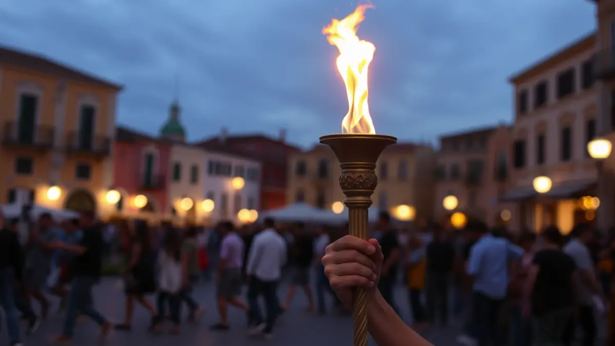 Imagen genérica de una llama simbólica siendo portada en un evento cultural.