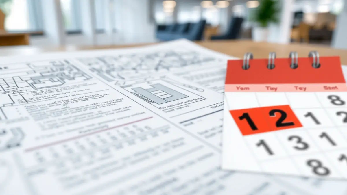 Imagen genérica de un documento de planificación urbana con un calendario, simbolizando la gestión y los plazos.