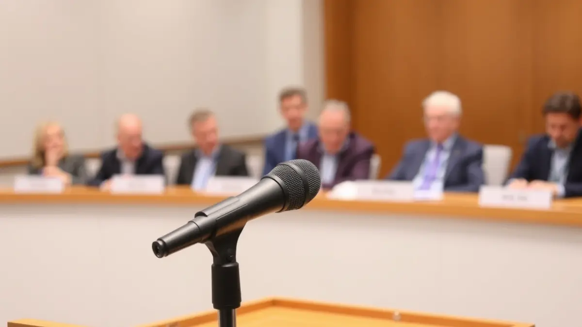Imagen genérica de un micrófono en un atril, simbolizando un debate político o una rueda de prensa.