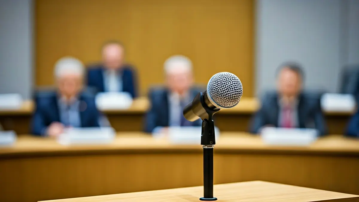 Imatge genèrica d'un micròfon en un faristol, simbolitzant un debat polític o una presentació.