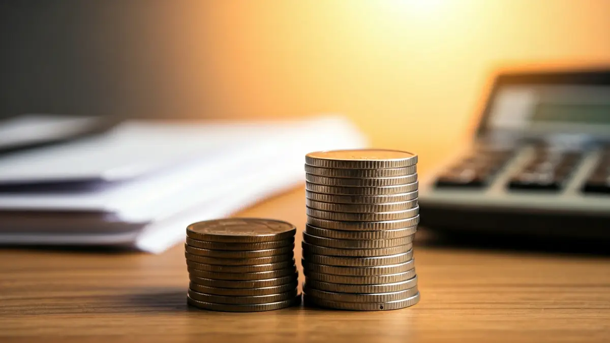 Generic image of coins and bills on paperwork, symbolizing tax pressure.