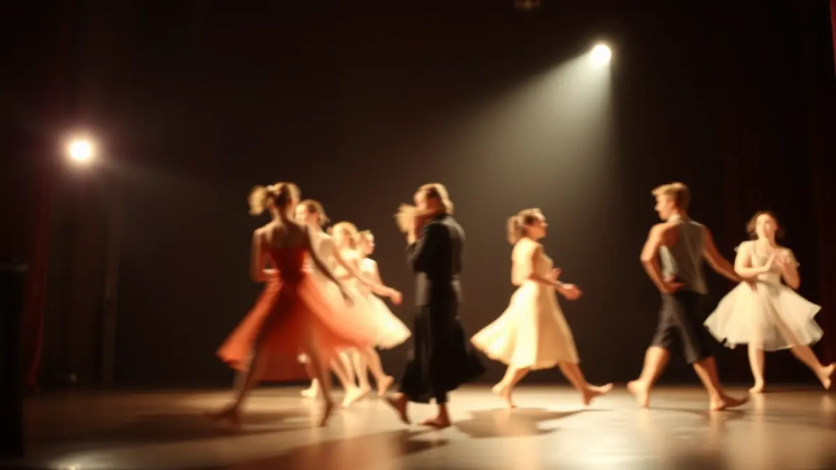 Imagen genérica de un escenario de danza con luces teatrales.
