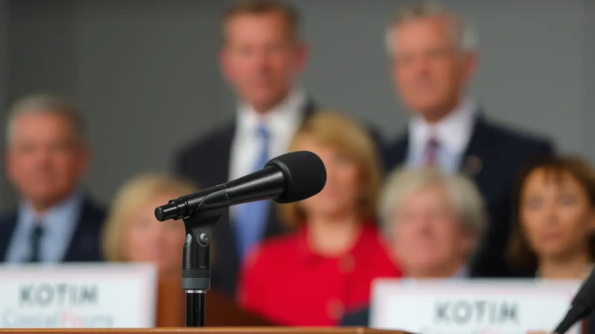 Imatge genèrica d'un micròfon en un faristol, simbolitzant el debat polític.
