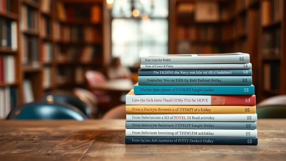 Imatge genèrica de llibres de poesia en una taula de fusta, amb un fons desenfocat d'una biblioteca.