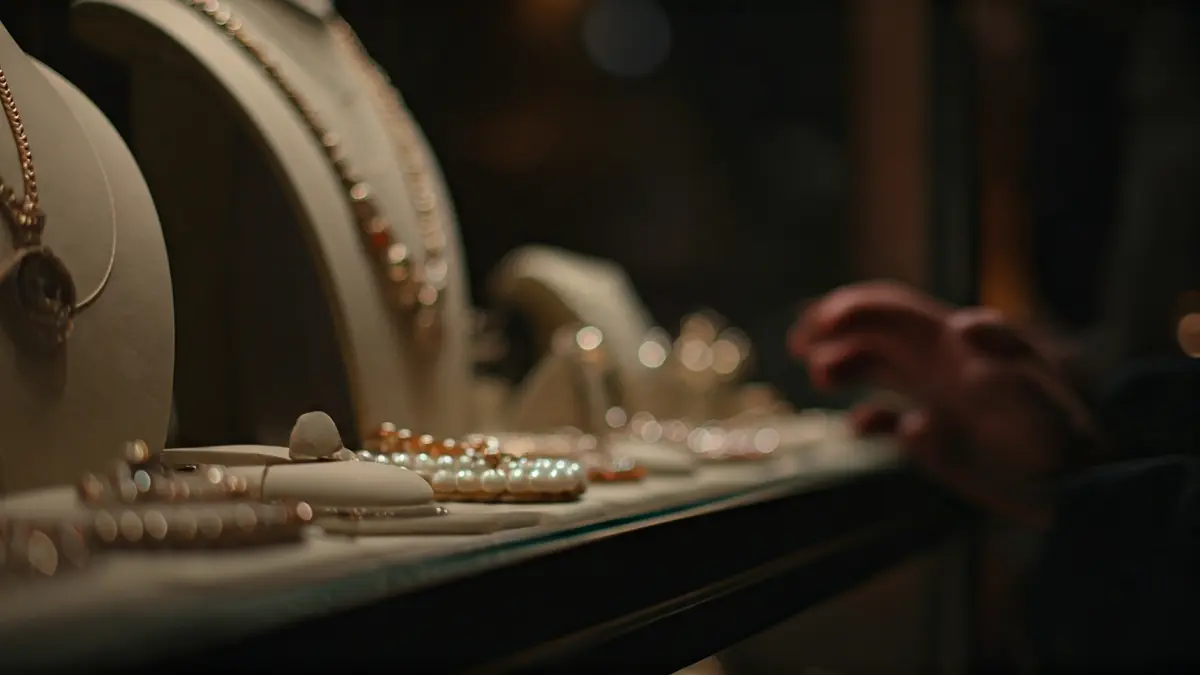 Imatge genèrica d'una mà furtant joies d'un expositor, amb un enfocament subtil i discret.