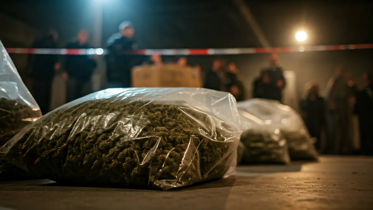 Image of bags with confiscated marijuana in a police operation.