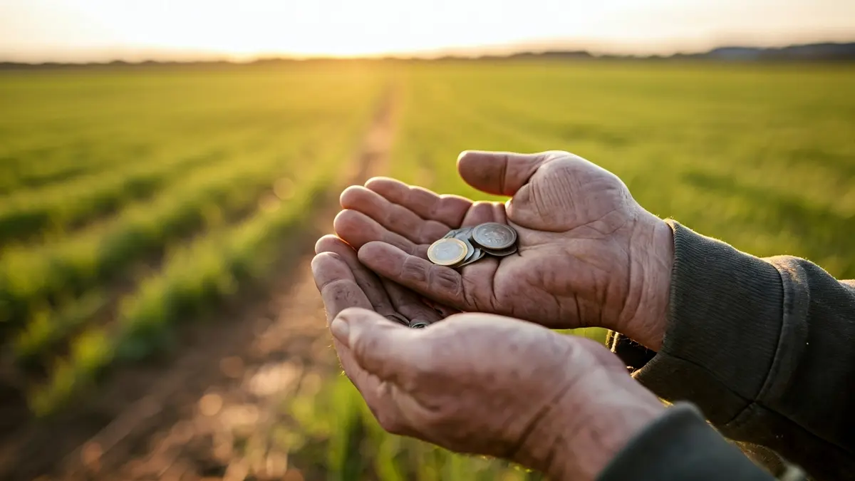 Generic image of working hands holding a few coins, symbolizing labor exploitation.
