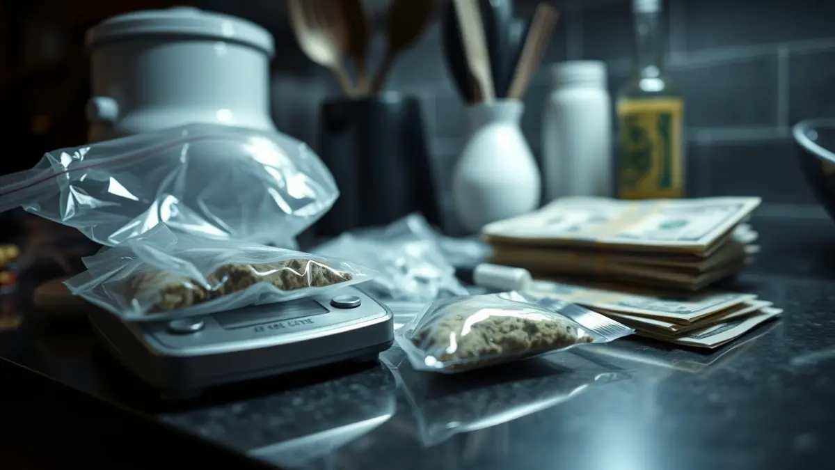 Imatge de drogues i diners incautats en una operació policial.