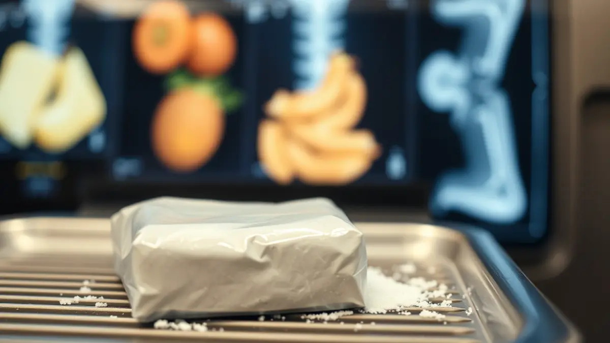 Packages of cocaine confiscated at an airport security checkpoint.